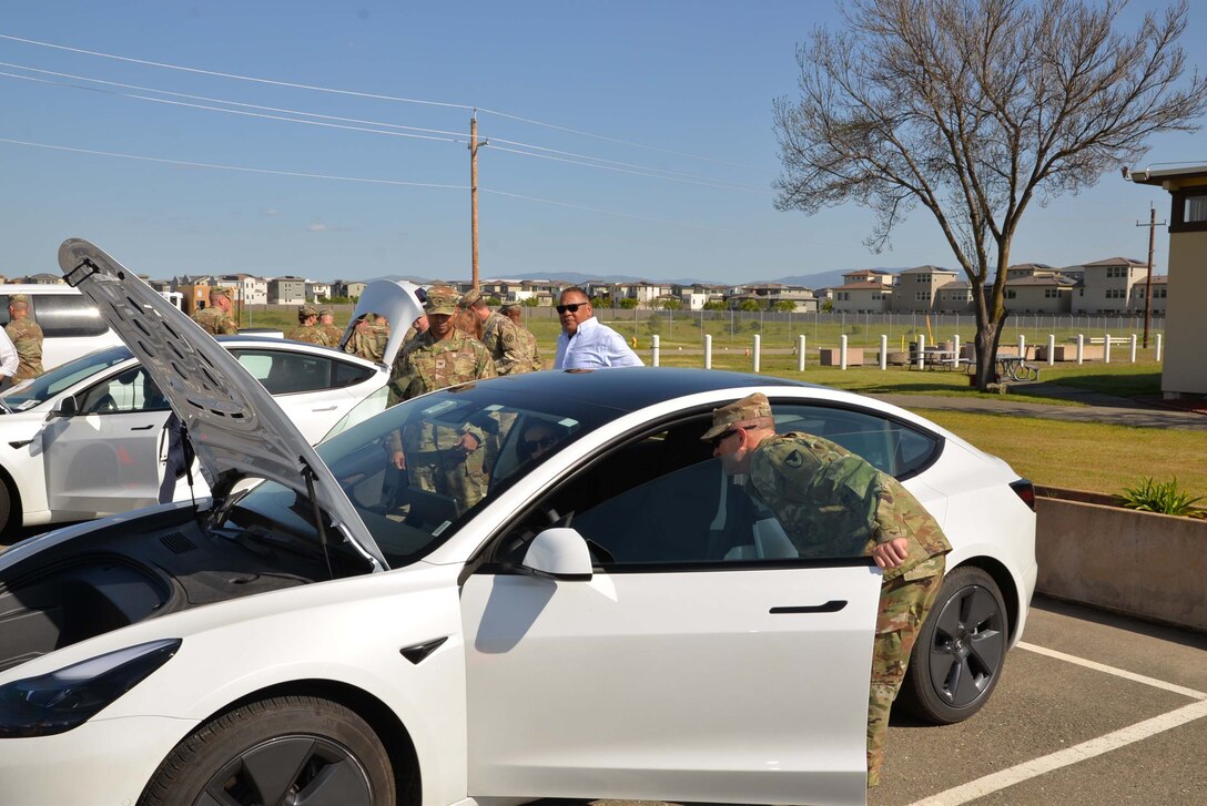Seniors leaders from across the Army Reserve get hands-on with government and personal electric vehicles at the recent 2023 Senior Commander / Garrison Commander Conference at Parks Reserve Forces Training Area. Conference attendees were able to test drive electric vehicles and learn about the vehicle chargers slated for installation in the summer of 2023. Army Reserve photo taken by Mr. James O’Donnell, Parks Reserve Forces Training Area Public Affairs.