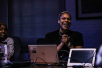 Naval Surface Warfare Center, Philadelphia Division (NSWCPD) Mechanical Engineer and NSWCPD African American Employee Resource Group (AAERG) member Taylor Barnett serves as the moderator for the Command’s Juneteenth Observance on June 14, 2023. Barnett also served as the primary narrator during the observance’s presentation that accompanied a showing of Houston-based television station KHOU11’s documentary Juneteenth 1865-2022: The Pursuit of Economic Equality. (U.S. Navy photo by Jay Butterbaugh/Released)