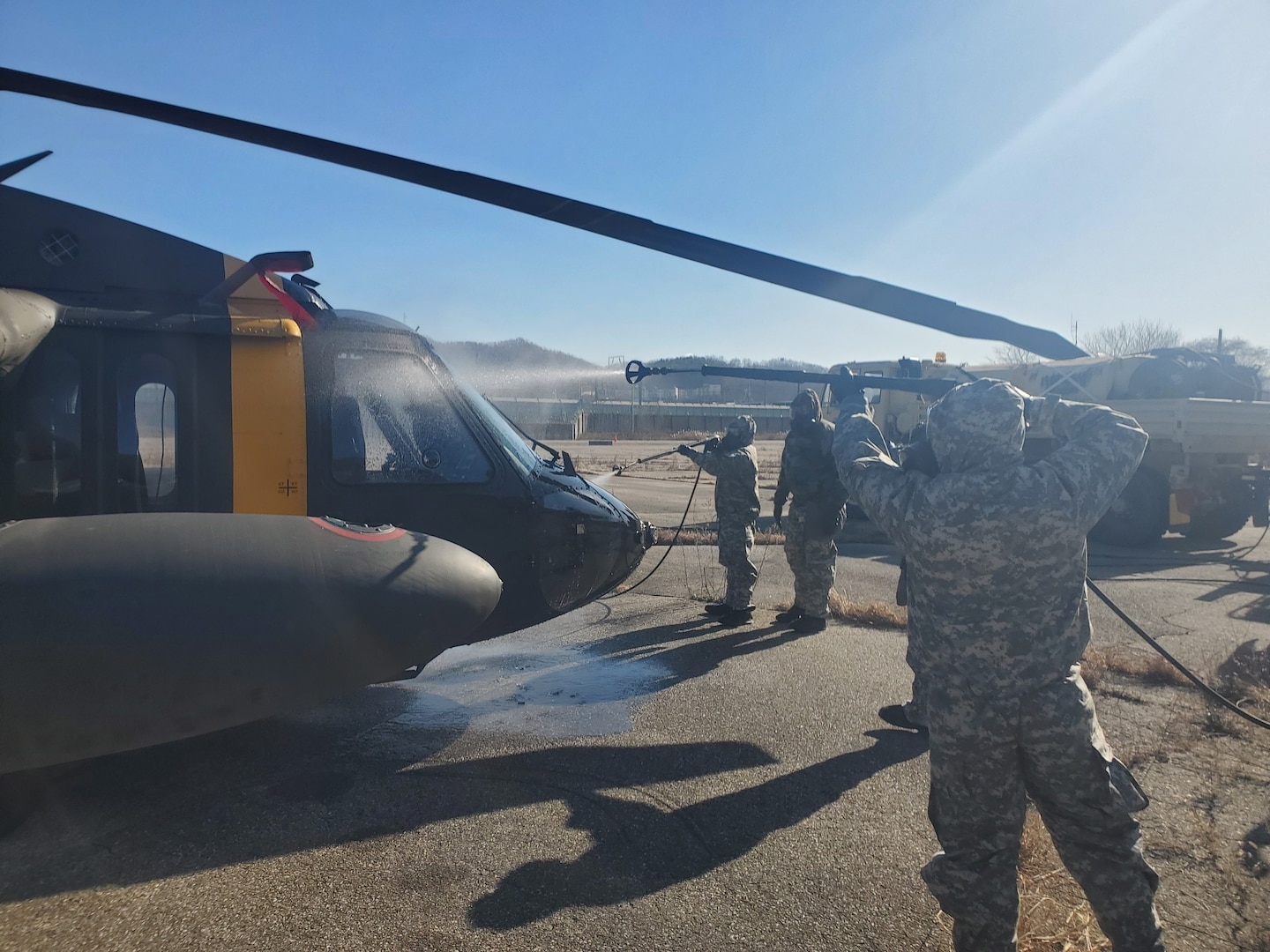 Soldiers from the U.S. Army’s 181st Chemical, Biological, Radiological, Nuclear (CBRN) Company (Hazardous Response) “Double Dragons” served alongside the 23rd CBRN Battalion, 2nd Infantry Division and Eighth Army during a nine-month rotational deployment to South Korea. The Double Dragons served with many American and South Korean units and trained for many missions, including sensitive site exploitation.