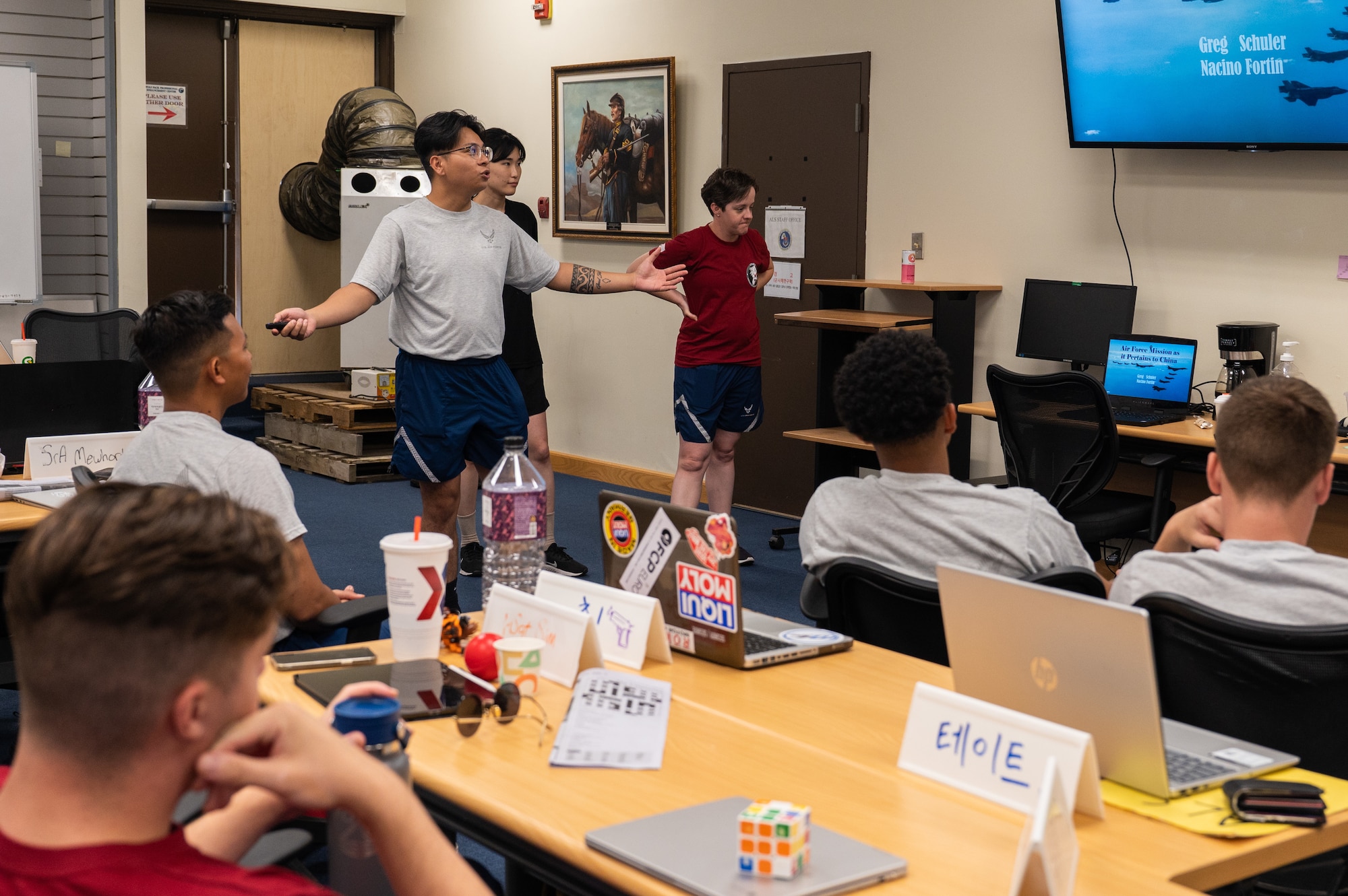 ALS students, practice public speaking during Airman Leadership School at Kunsan Air Base