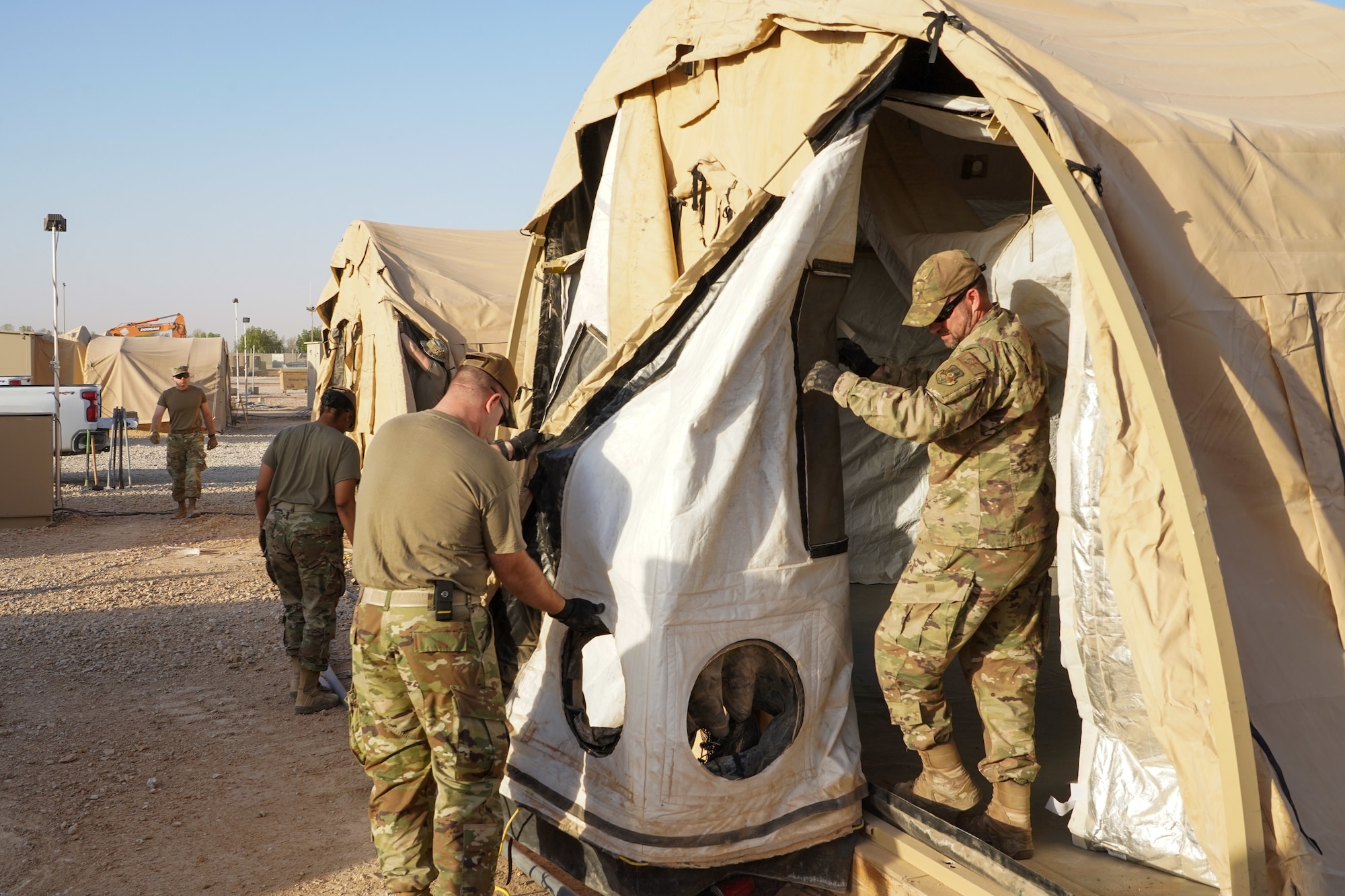 378th ECES disassemble tents as part of base improvement plan