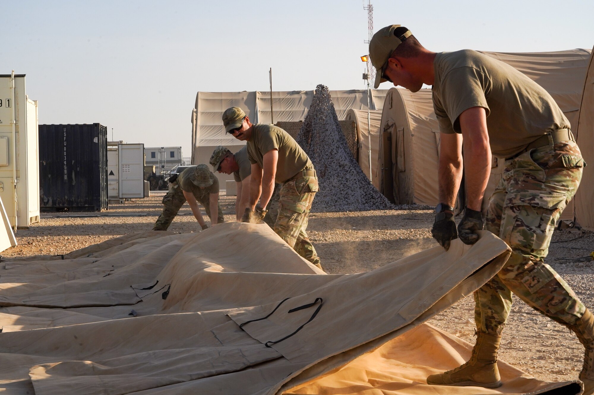 378th ECES disassemble tents as part of base improvement plan