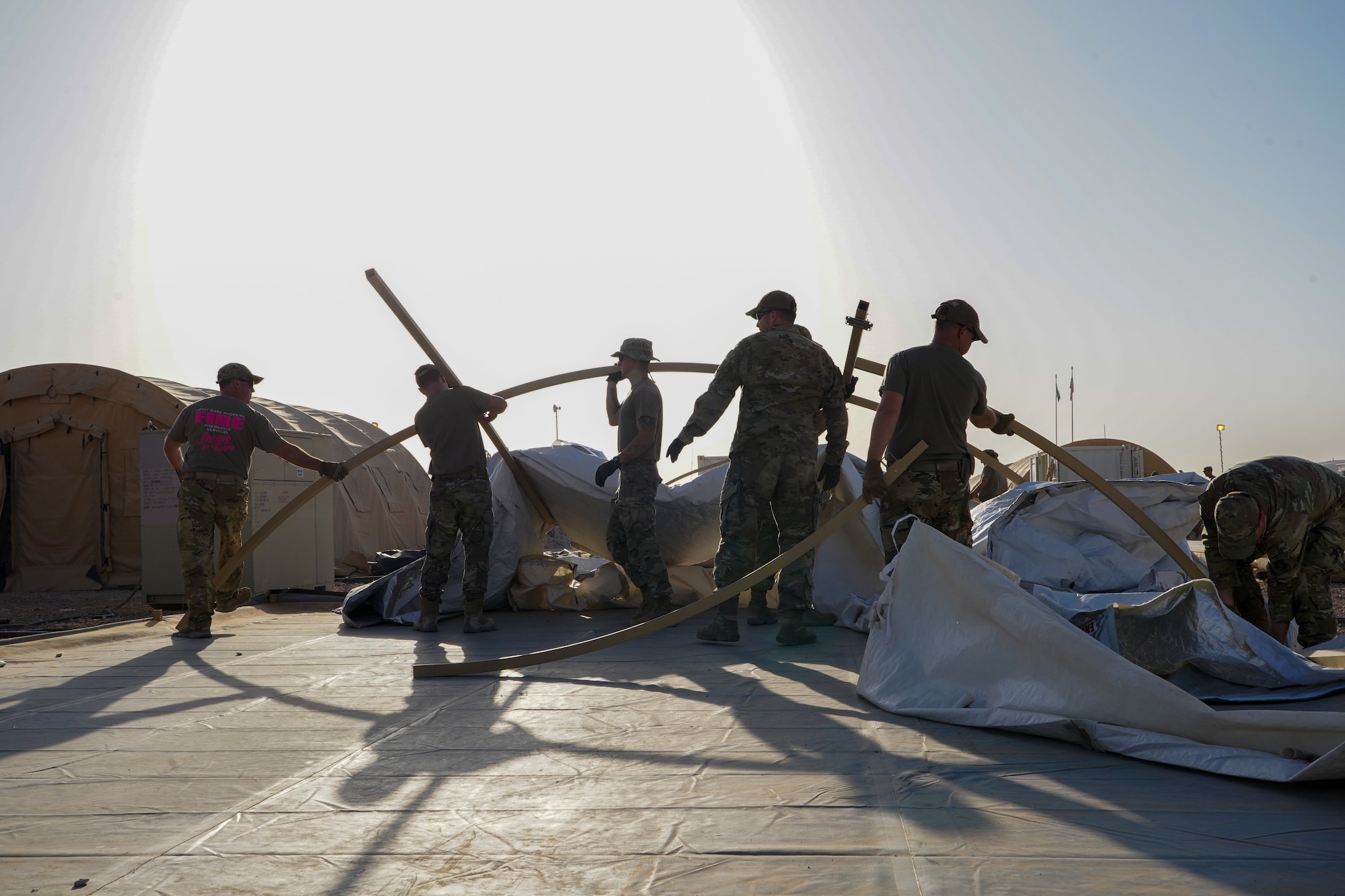 378th ECES disassemble tents as part of base improvement plan
