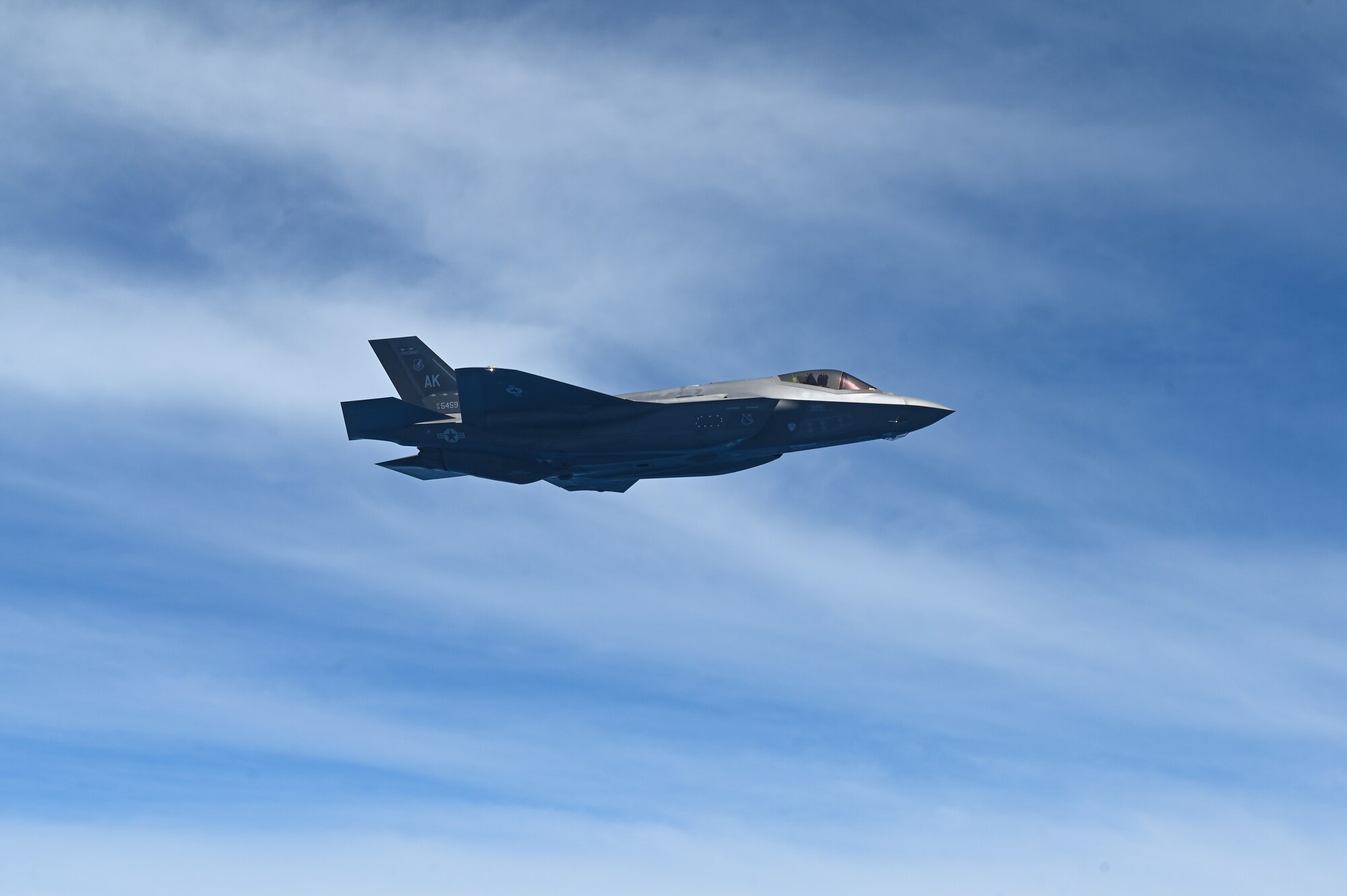 An aircraft flies.
