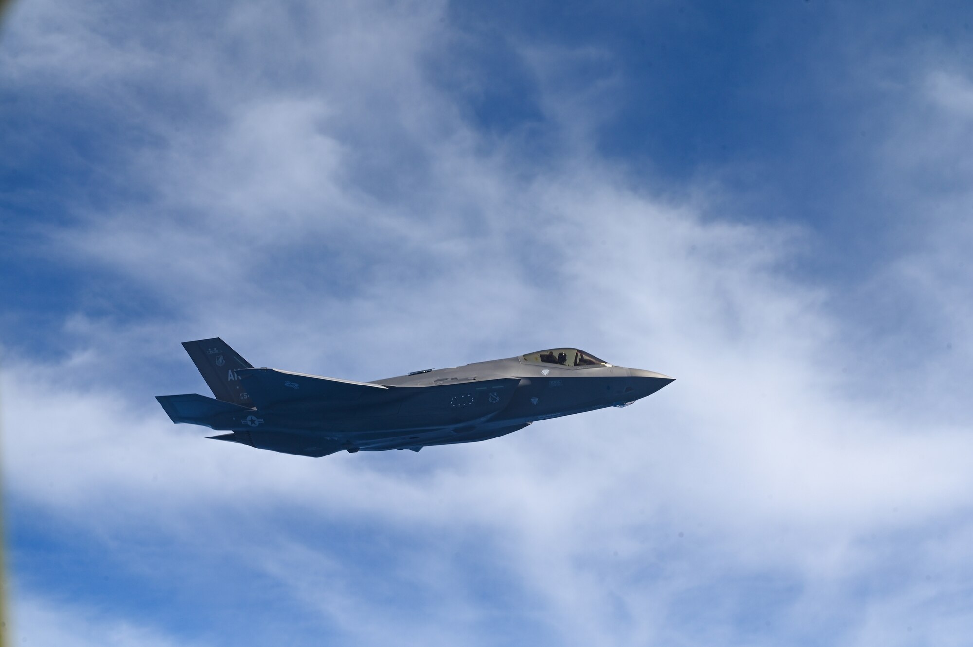 An aircraft flies.