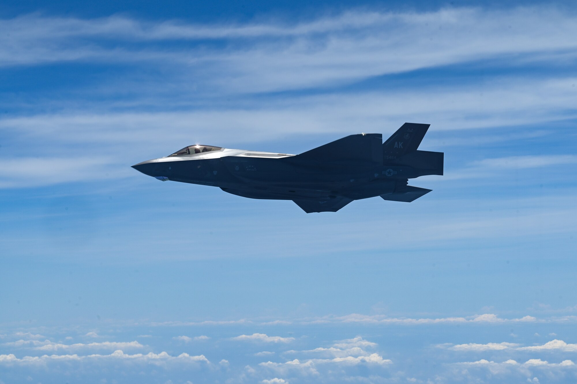 An aircraft flies.