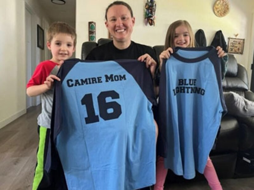 Maj.Tori Camire and her children who are her biggest fans!