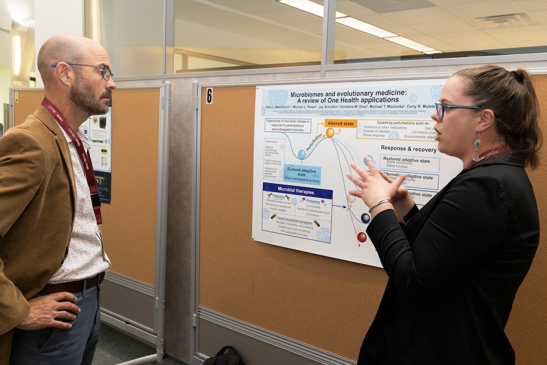 A poster is presented about an ongoing study during the Walter Reed Army Institute of Research One Health Symposium.