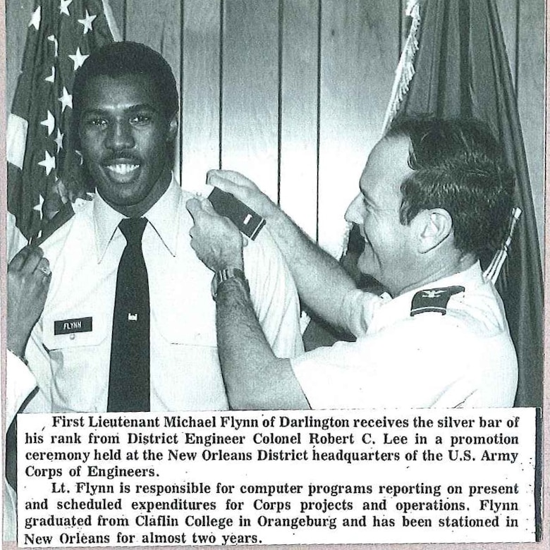 Michael Flynn is promoted to first lieutenant by New Orleans district commander Col. Robert Lee in 1981.
