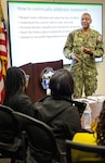 Capt. David Murray, deputy commander, Northwest Regional Maintenance Center, offers remarks June 20, 2023, during the annual PSNS & IMF Juneteenth Celebration. (U.S. Navy photo by Wendy Hallmark)