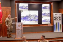 Lt. Col. Brad Leighton, Illinois National Guard Public Affairs Director, talks briefly about the history of Camp Lincoln during the Camp Lincoln 117th anniversary commemoration July 6.