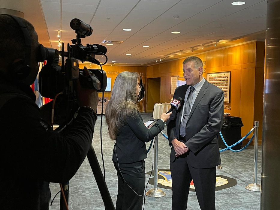 AFCLC Director speaking to media at the AU LREC Symposium