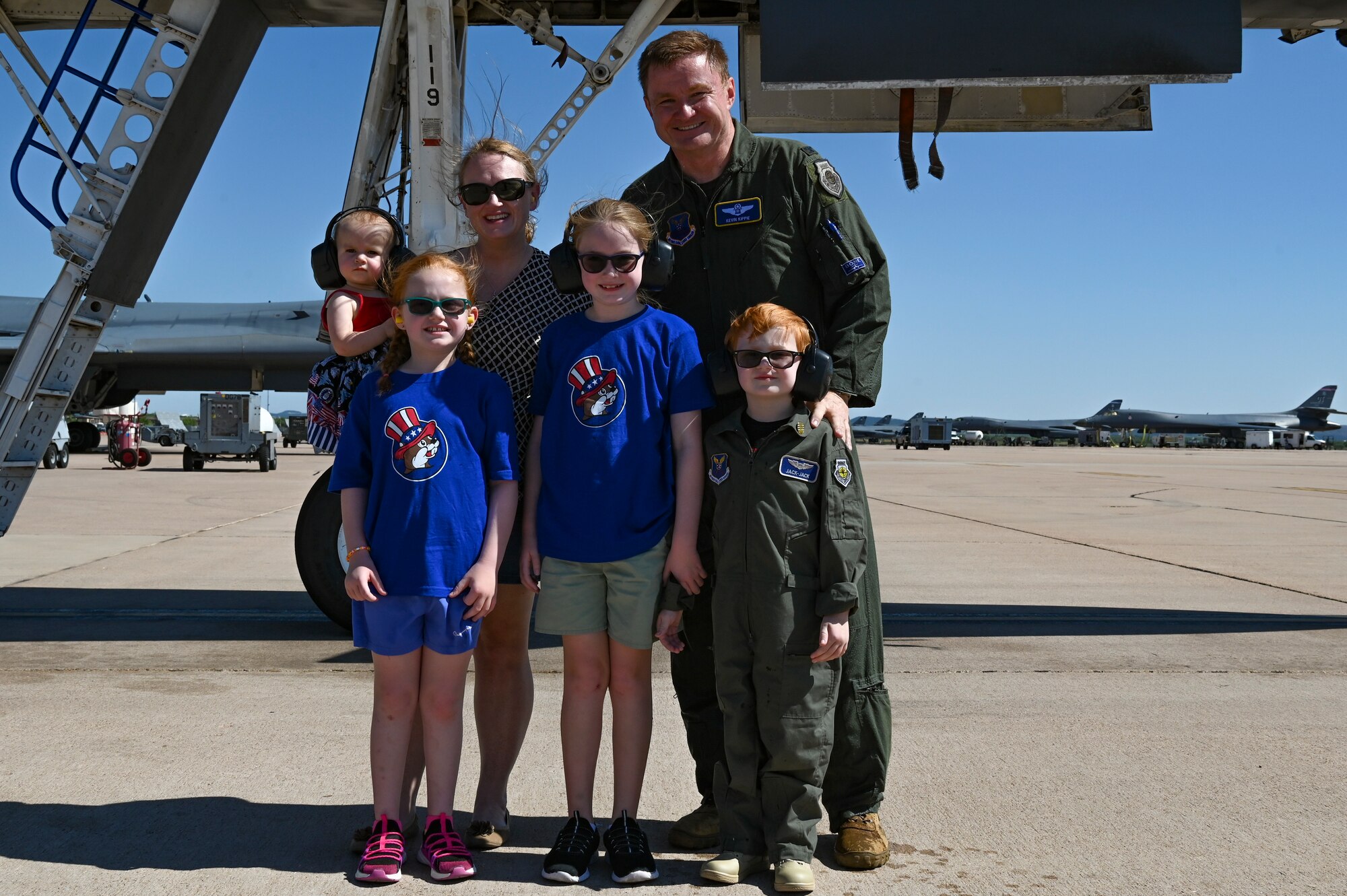 The Kippie family poses for a photo at Dyess Air Force Base, Texas, June 29, 2023. U.S. Air Force Col. Kevin Kippie, 7th Bomb Wing vice commander, served at Dyess from June 11, 2021, to June 16, 2023. While at Dyess, Kippie was committed to excellence as he fostered financial innovation and proposals for the installation, created a Wing Welcome Center for new Airmen and worked in integrated teams to action the wing’s fiscal efforts. (U.S. Air Force photo by Airman 1st Class Emma Anderson)