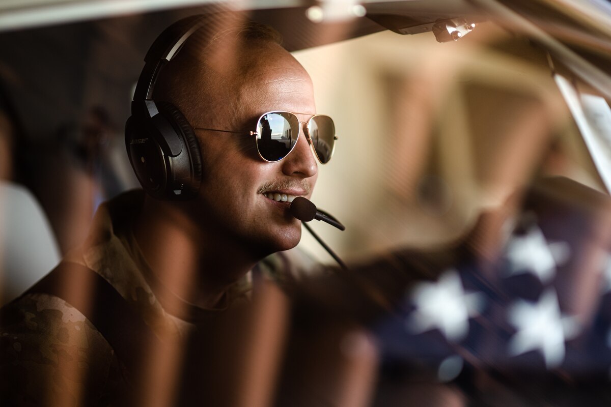 Photo of a pilot in an aircraft