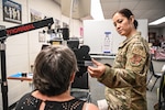 U.S. Air Force Lt. Col. Theresa Nguyen, assigned to the 131st Medical Group, Jefferson Barracks Air National Guard Base, Missouri, tests a patient’s vision during Operation Healthy Delta Innovative Readiness Training Program at Anna, Illinois, June 11, 2023. The Department of Defense-sponsored program builds relationships with local communities by providing free medical, dental and vision services while leveraging the strength of joint forces.