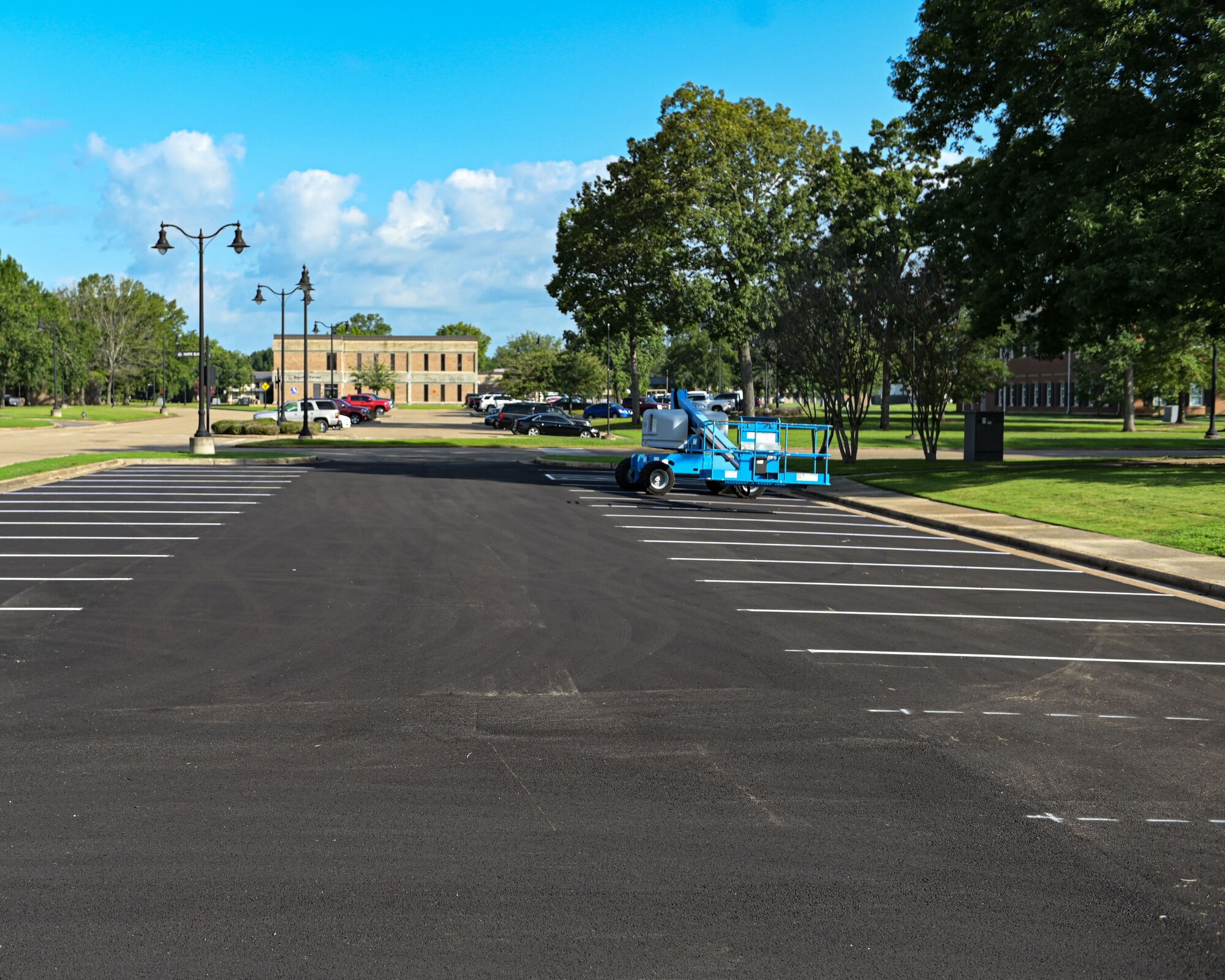 The new pavement meets the old pavement on CAFB.