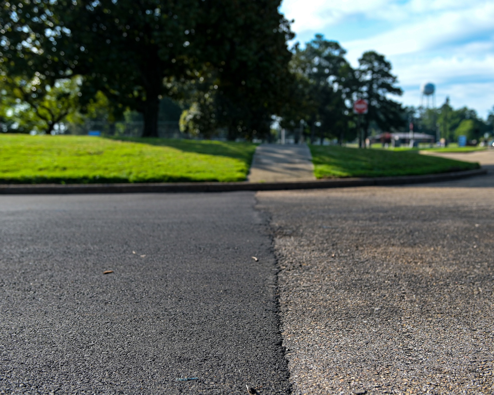 The new pavement meets the old pavement on CAFB.