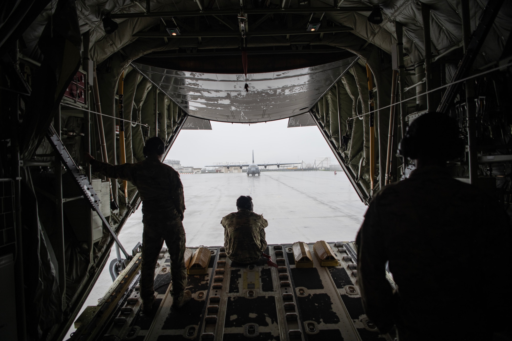 Aircrew waiting for taxiing on C-130J