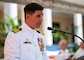 230707-N-HS181-1232 NAPLES, Italy (July 7, 2023) Capt. John Randazzo, commanding officer of U.S. Naval Support Activity (NSA) Naples, speaks during the NSA Naples Change of Command Ceremony, July 7, 2023. NSA Naples is an operational ashore base that enables U.S., allied, and partner nation forces to be where they are needed, when they are needed to ensure and stability in the European, African, and Central Command areas of responsibility. (U.S. Navy photo by Mass Communication Specialist 1st Class Haydn Smith)