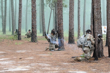 U.S. Army Cyber School Lieutenants push through their last step before graduating Basic Officer Leaders Course (BOLC) with a field training exercise (FTX) on Fort Gordon, Georgia, Sept. 29, 2022.