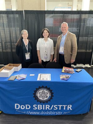 Defense SBIR/STTR Table at SOF Week 2023, Tampa, Florida
Pictured (L to R): Stephanie Mikesell, Maria Conneran, Ian Roth