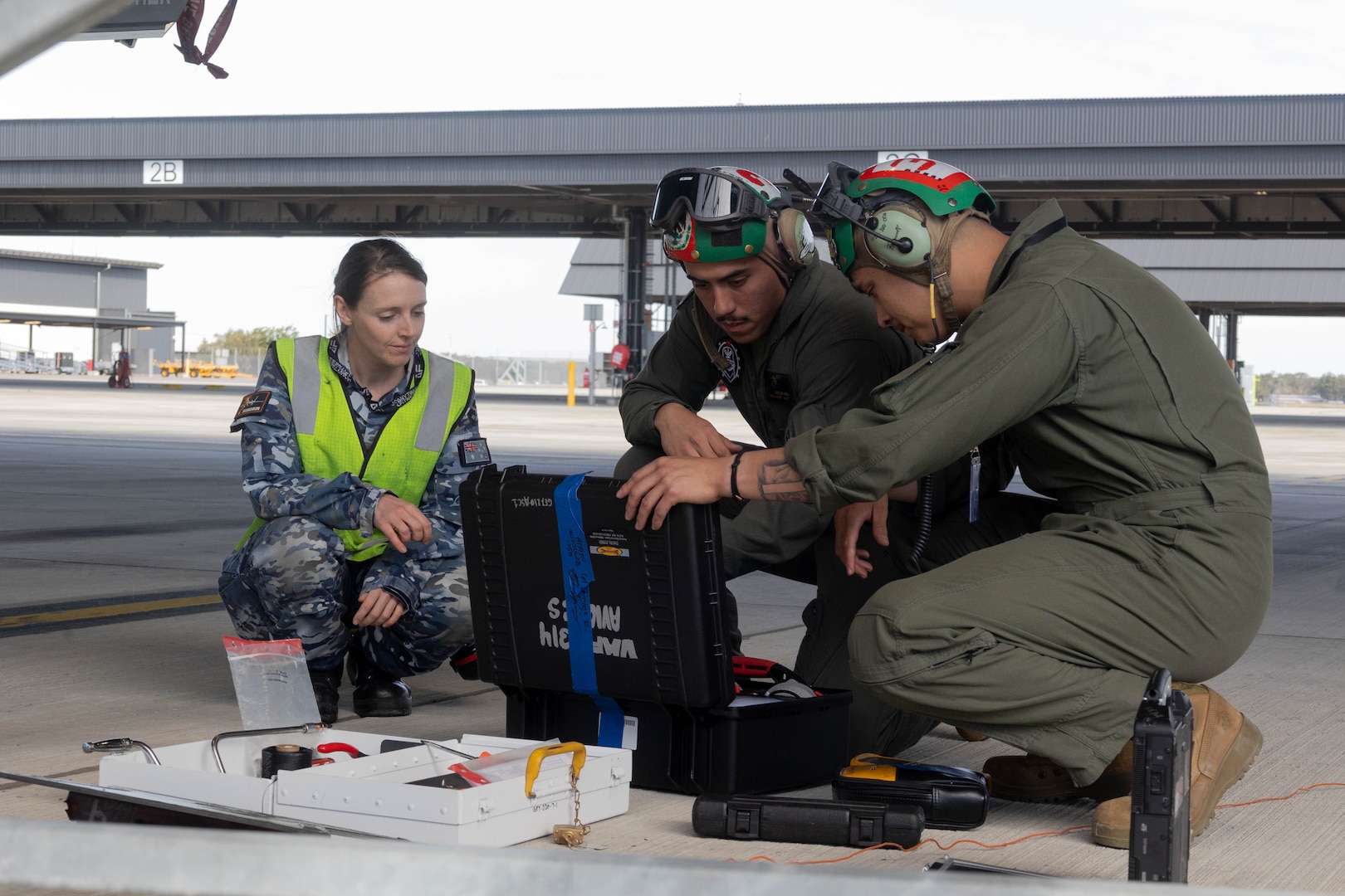 U.S. Marines with Marine Fighter Attack Squadron (VMFA) 314, Marine Aircraft Group 11, 3rd Marine Aircraft Wing, work together with Royal Australian Air Force (RAAF) aviators with RAAF No. 3 Squadron, at RAAF Base Williamtown, New South Wales, Australia, June-July, 2023. This is part of unit-level and bilateral training events designed to enhance U.S.-Australian relationships and further develop and sustain capabilities in the Indo-Pacific Region.