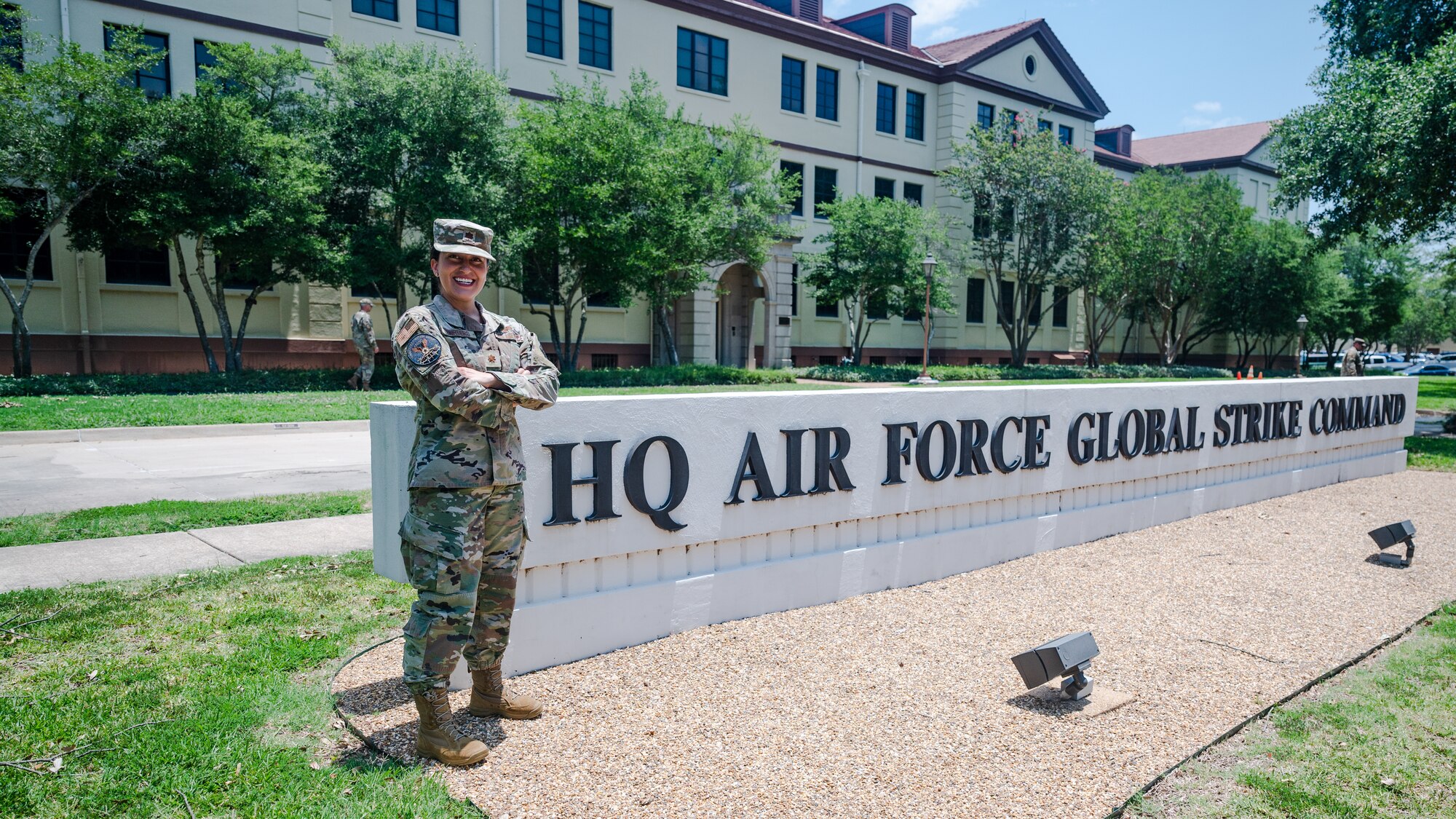 U.S. Air Force Maj. Lindsay Cordero, Air Force Global Strike Command Commander’s Action Group legislative liaison officer, poses for a photo at Barksdale Air Force Base, La., June 22, 2023. Cordero’s mission is to bring feelings of joy and belonging through her art and writing, which focuses on children’s literacy, conservation, and mental health. (U.S. Air Force photo by Airman 1st Class William Pugh)