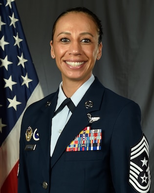 Chief Master Sgt Lucero Stockett is the 437th Airlift Wing command chief.