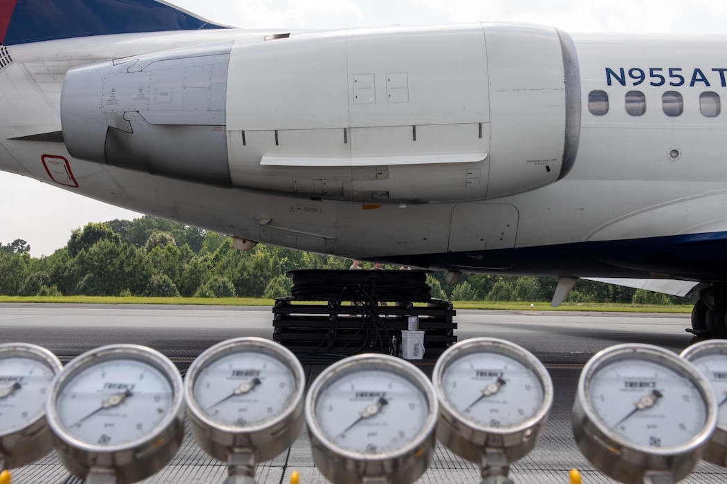 North Carolina Air National Guard assists with aircraft lift due to Delta Airlines flight 1092 making an emergency landing on the Charlotte-Douglas International Airport’s runway June28.