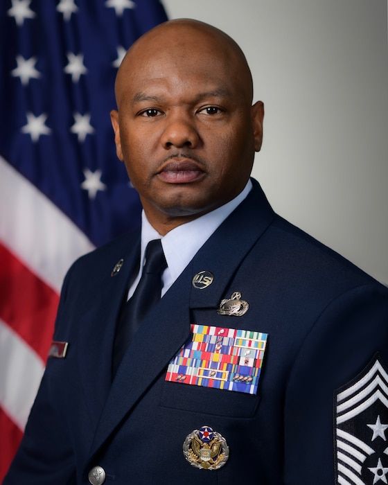 U.S. Air Force Chief Master Sergeant Cory L. Shipp, 432d Wing/432d Air Expeditionary Wing command chief master sergeant, takes command chief of the wing at Creech Air Force Base, Nevada. He is the principal advisor to the Wing Commander and senior staff on operational matters and issues affecting the morale, welfare, safety compliance, and effective utilization of more than 5,000 active duty and government civilians in five groups. (U.S. Air Force photo by Senior Airman Kristal Munguia)
