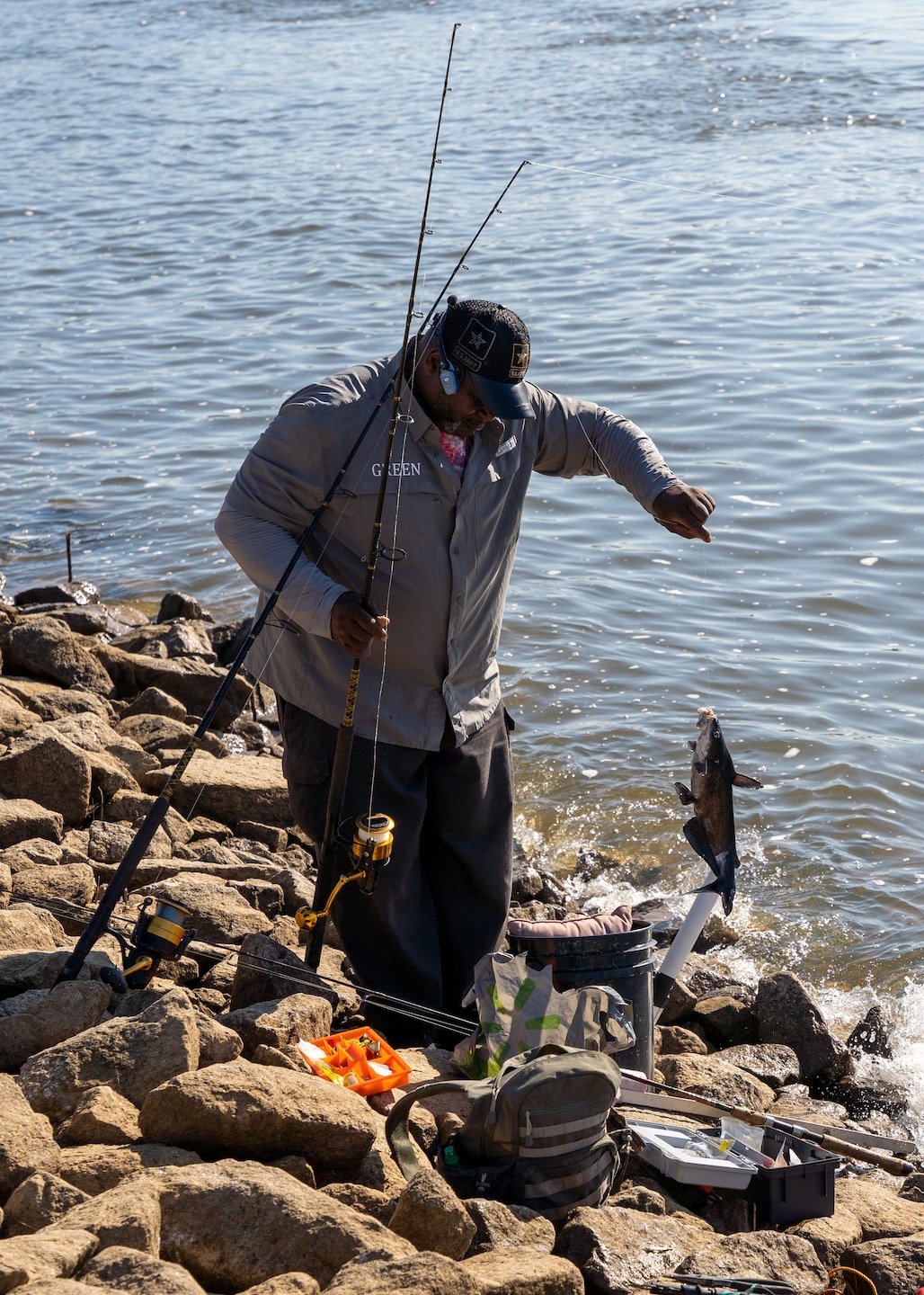 More than veterans, family members and Timberland High School students gathered for the Wounded Warrior Fishing Day at the Cooper River Rediversion Project.