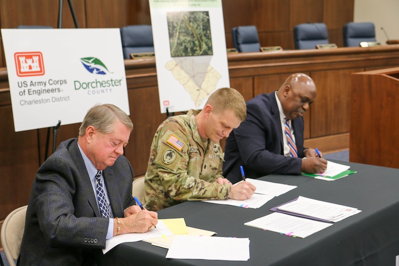 Charleston District and Dorchester County signed a Project Partnership Agreement for the restoration of approximately 290 acres of Polk Swamp.