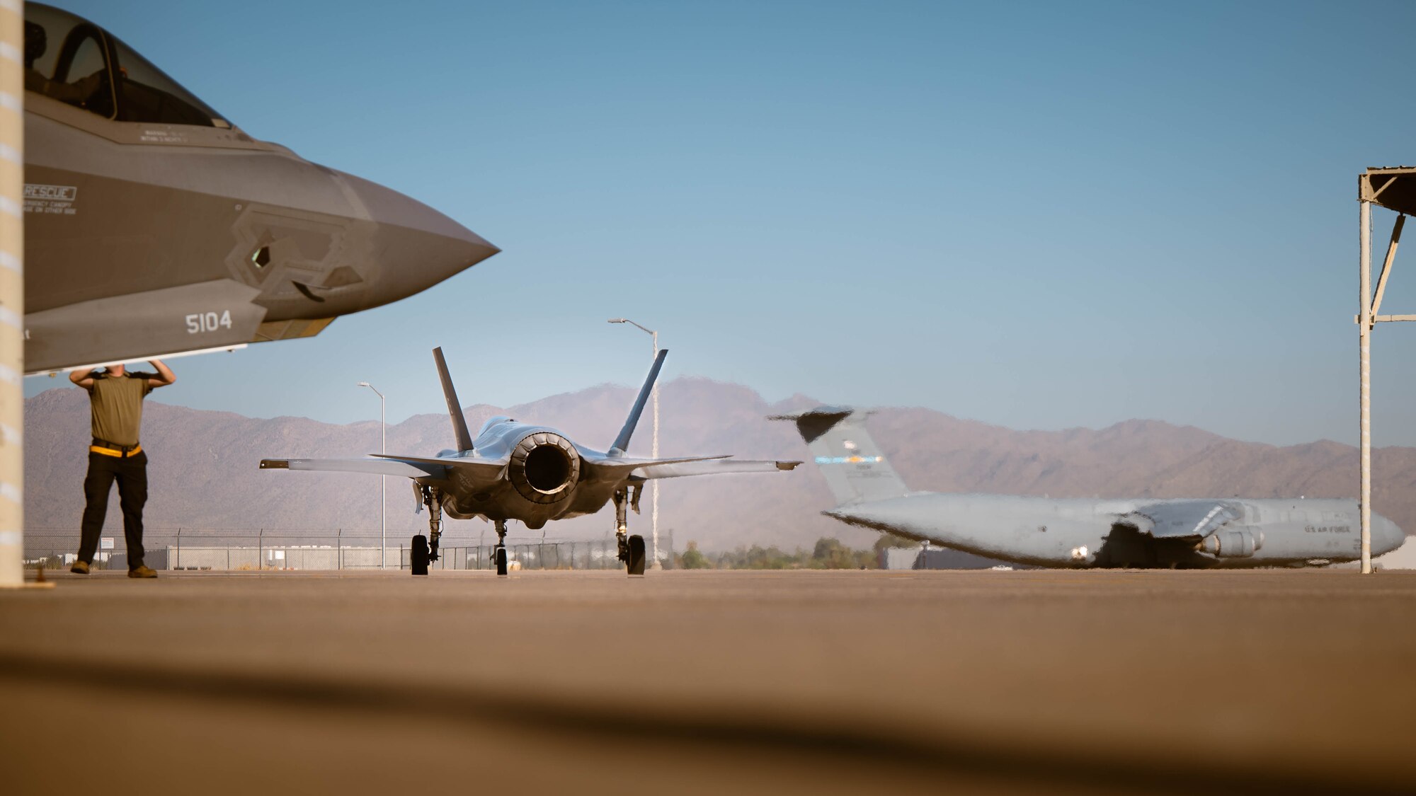 Lt Raskey takes her first F-35 Lightning II flight