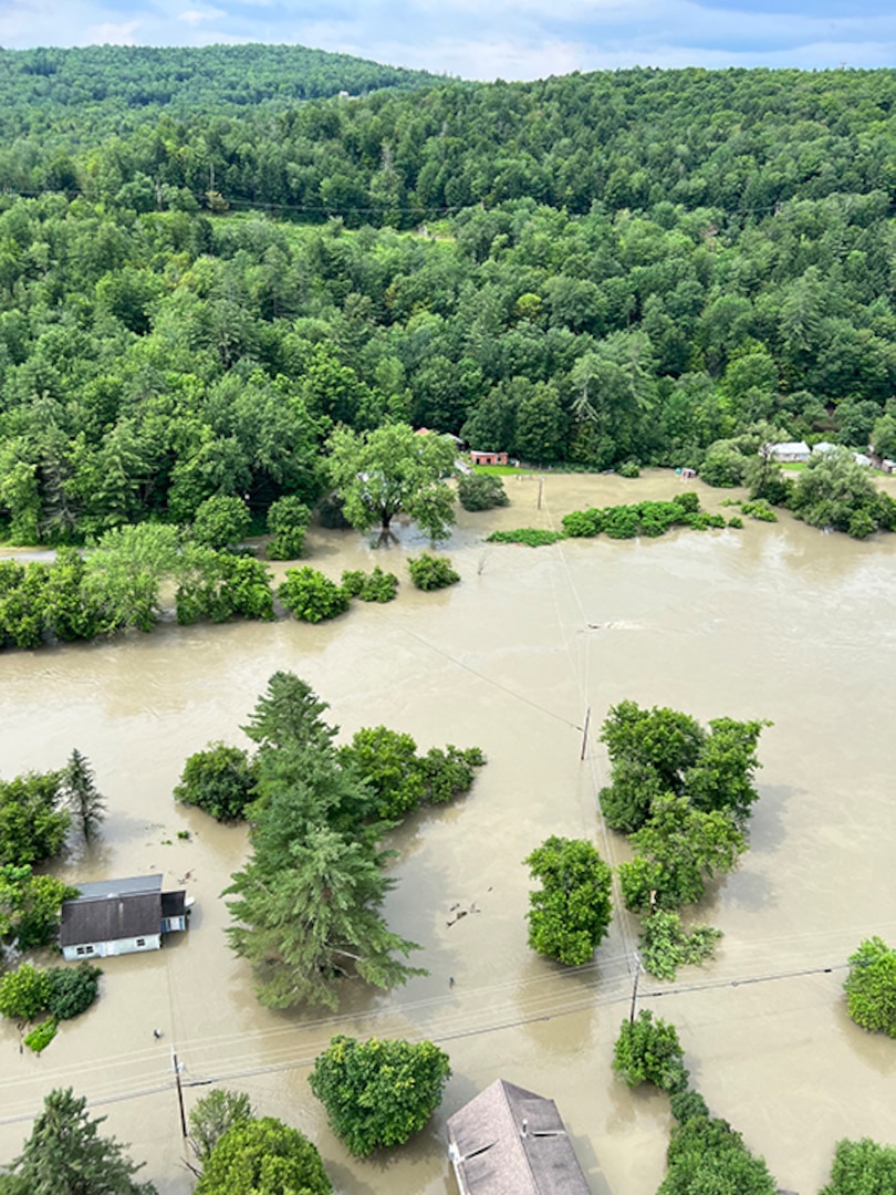Catastrophic flooding in Berlin, Vermont caused by heavy rains was the setting for a successful rescue July 11 by a NHARNG Black Hawk crew from Charlie Company, 3rd of the 238th Aviation Regiment.