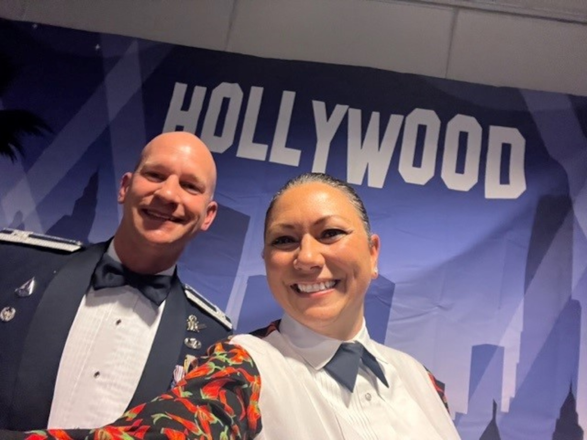 U.S. Space Force Col. David Hanson, Space Base Delta 1 commander, and U.S. Air Force Chief Master Sgt. Sevin Balkuvvar, Command Chief Master Sergeant, Space Base Delta 1, pose for a photo.