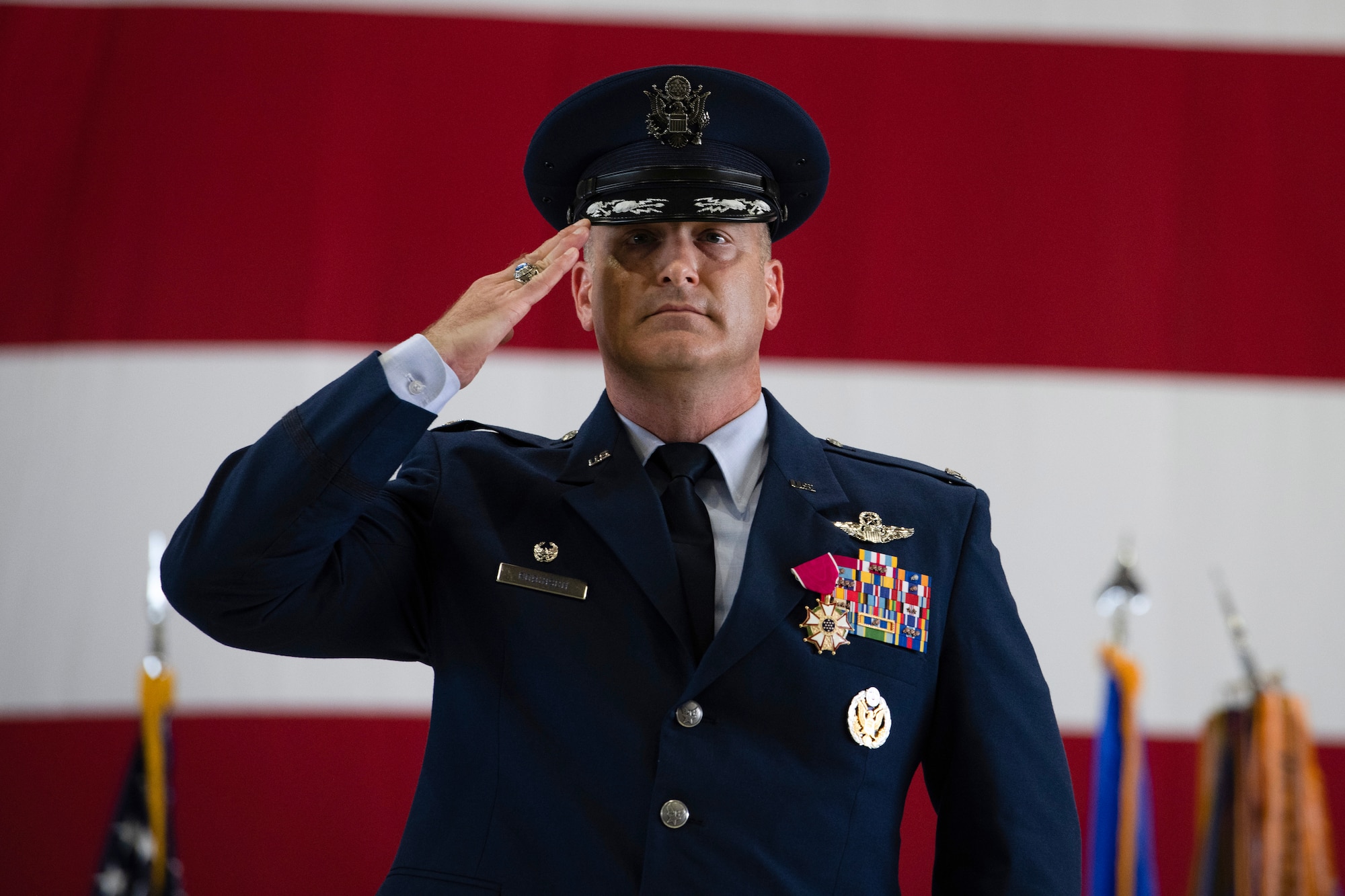 U.S. Air Force member renders salute