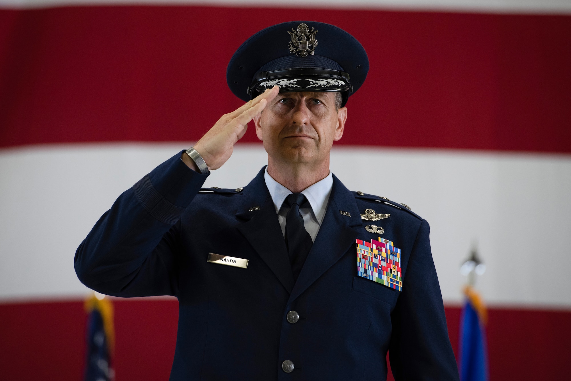 U.S. Air Force member renders salute