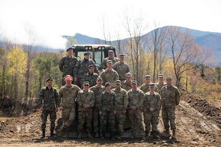 U.S. Army Soldiers from Detachment 1 Engineers, Vermont Army National Guard, trained with six engineers from the Army of the Republic of North Macedonia during annual training at the Ethan Allen Firing Range, Jericho, Vermont., April 25, 2023. The North Macedonia Soldiers come from engineering units and the Krivolak Training Area in North Macedonia