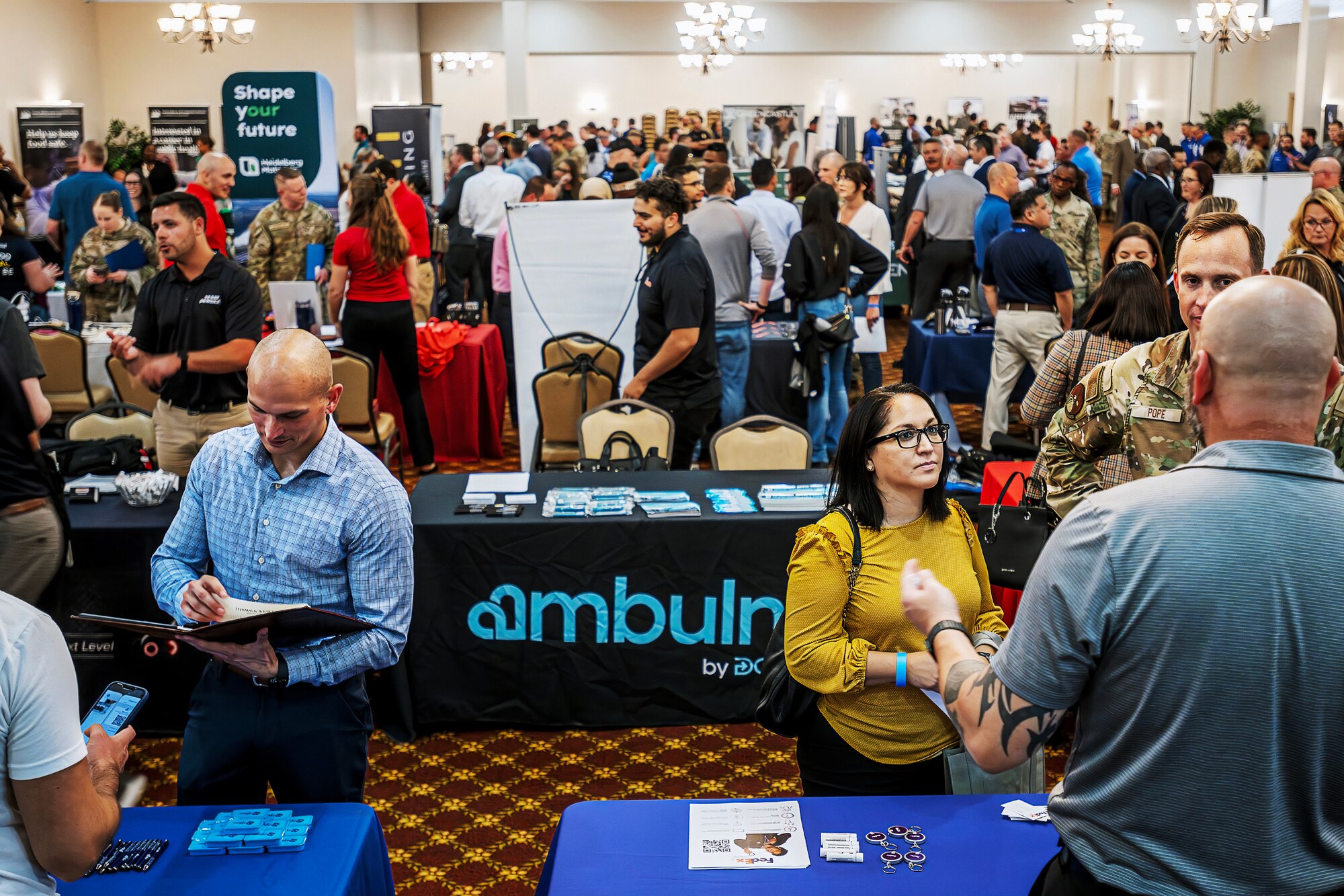 A photo of a military career fair.