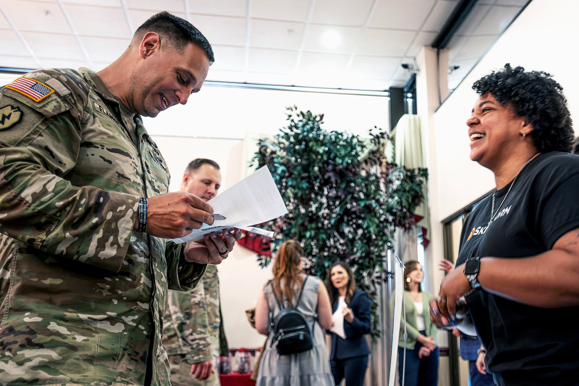 A photo of a military career fair.