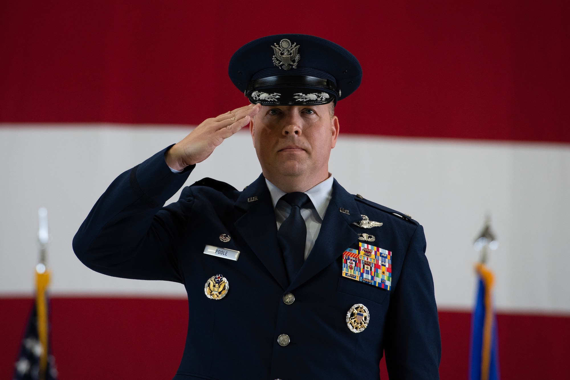 U.S. Air Force member renders salute