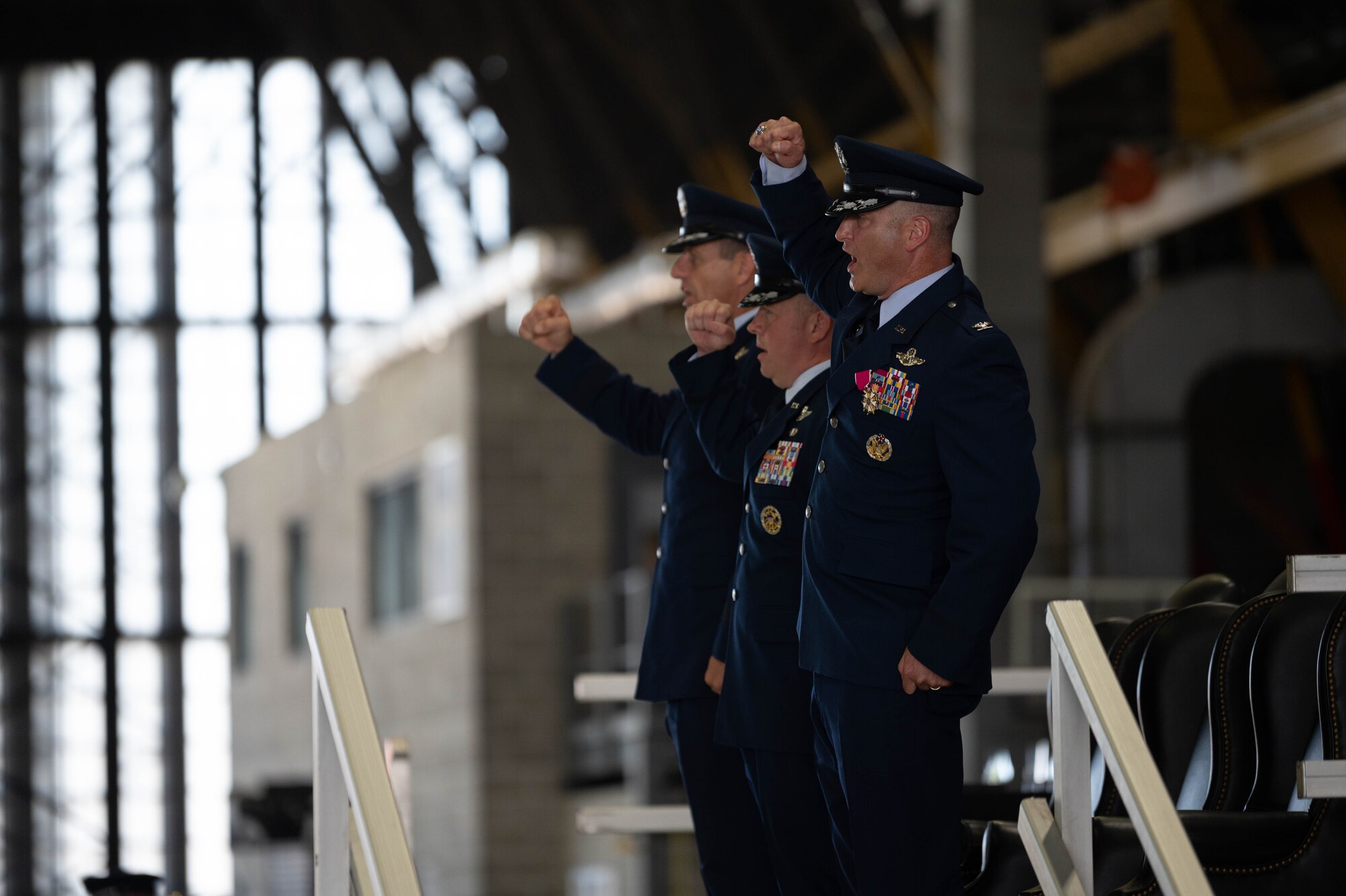 U.S. Air Force members sing Air Force Song