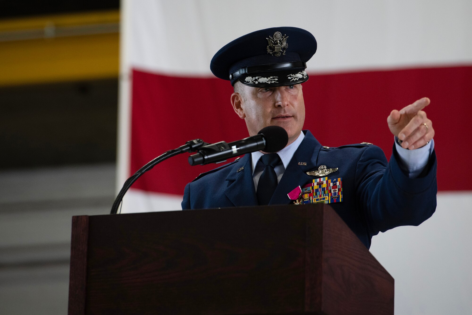 U.S. Air Force member provides remarks