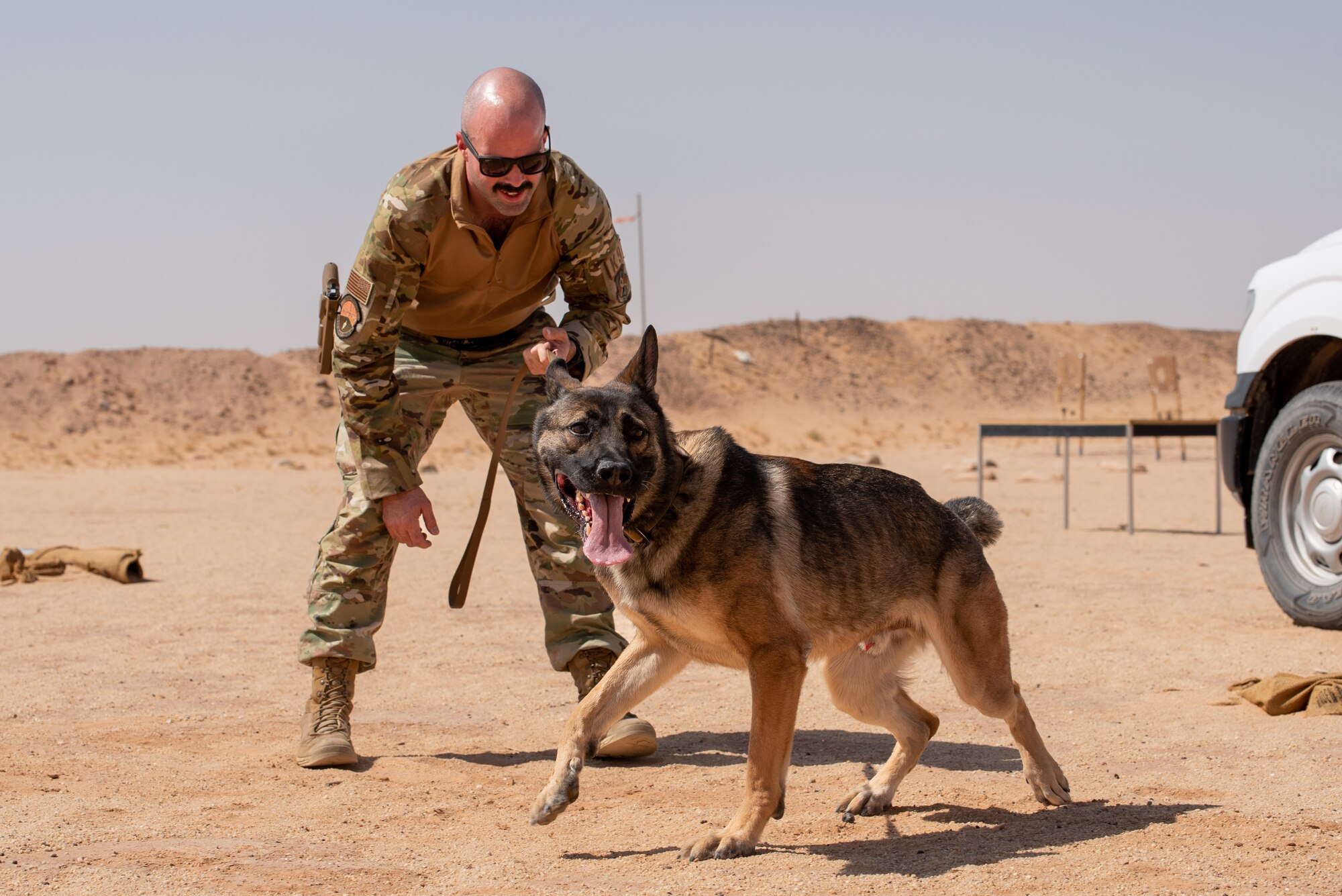378th ESFS conduct live-fire training with military working dogs