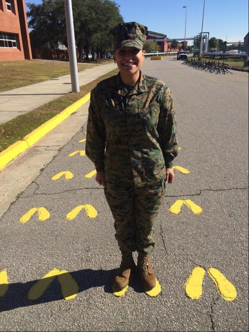 (Contributed Photo)  Then-Marine Staff Sgt. Lizette Gonzalez.  Gonzalez, now a Navy Lieutenant, recently concluded a tour aboard Naval Health Clinic Cherry Point as the Department Head of Patient Administration.