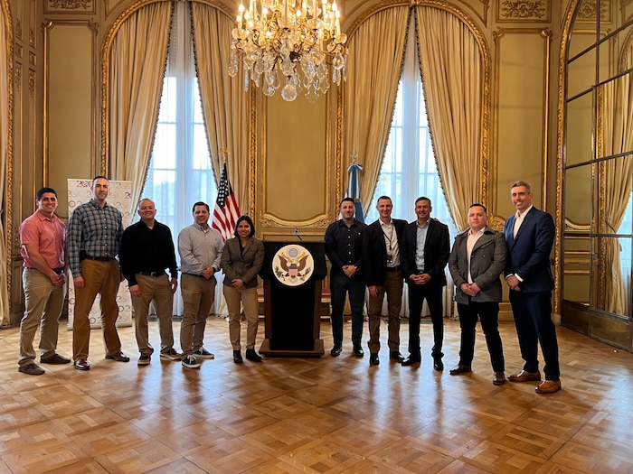 The Air Force Culture and Language Center’s Advanced Special Emphasis Course allowed Language Enabled Airman Program Scholars to visit Argentina and expand their knowledge of the SOUTHCOM region. Pictured from left are Tech. Sgt. Hector Hernandez, Lt. Col. Lucas Hall, Master Sgt. Lagmai Pajela, Master Sgt. Luis Roa, Capt. Karla Cruz, Capt. Daniel Varela-Murray, Col. Phil Smith, Brig. Gen. (Ret.) Daniel Uribe, Staff Sgt. Humberto Stripling, and Chief Master Sgt. Edwin Colón. (Courtesy Photo)