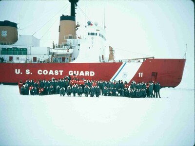 Ship's company of USCGC Polar Sea (WAGB 11) at the North Pole: 22 August 1994