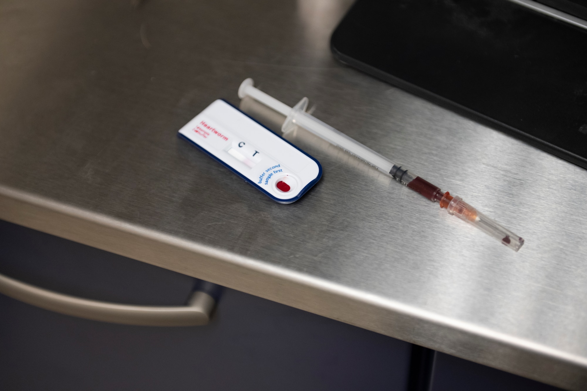 Needle sits on counter