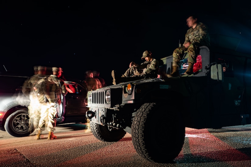 U.S. Contingency Response Airmen prepare for the airfield on Andersen Air Force, Guam, during Mobility Guardian 23. In this exercise, CR Airmen rapidly deploy personnel and quickly established an airbase.