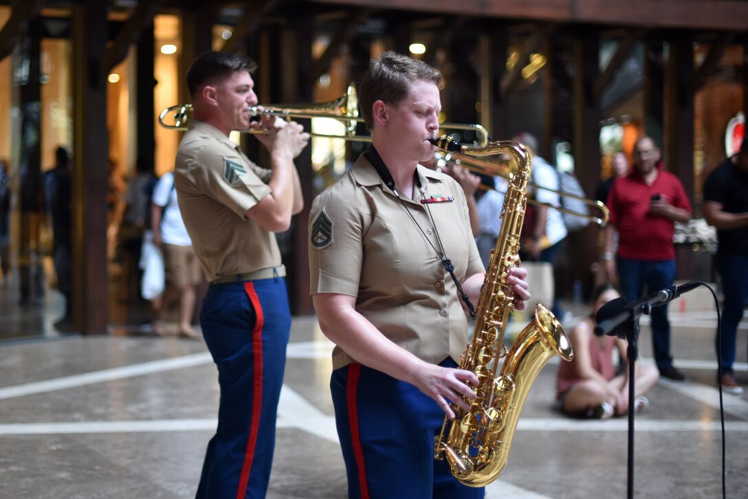 UNITAS 2023: Marine Forces Reserve Band performs with U.S. Fleet Forces Band